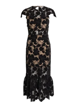 Clover cutwork lace midi dress