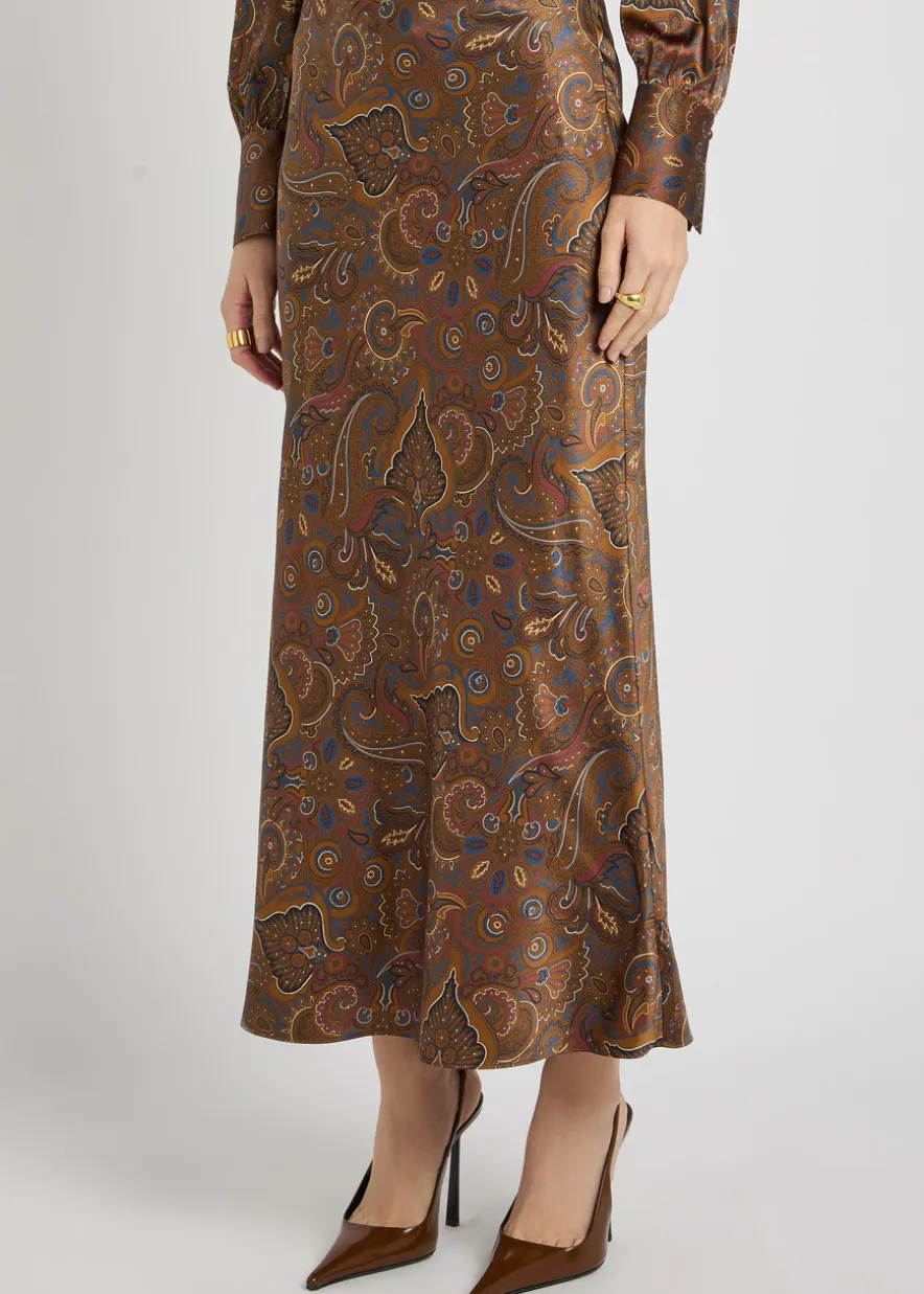 Clover paisley-print silk-blend midi skirt