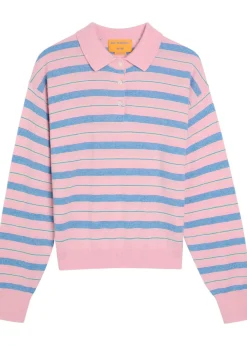 Collegiate striped cashmere polo shirt