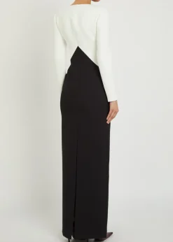 Colour-blocked crepe maxi dress