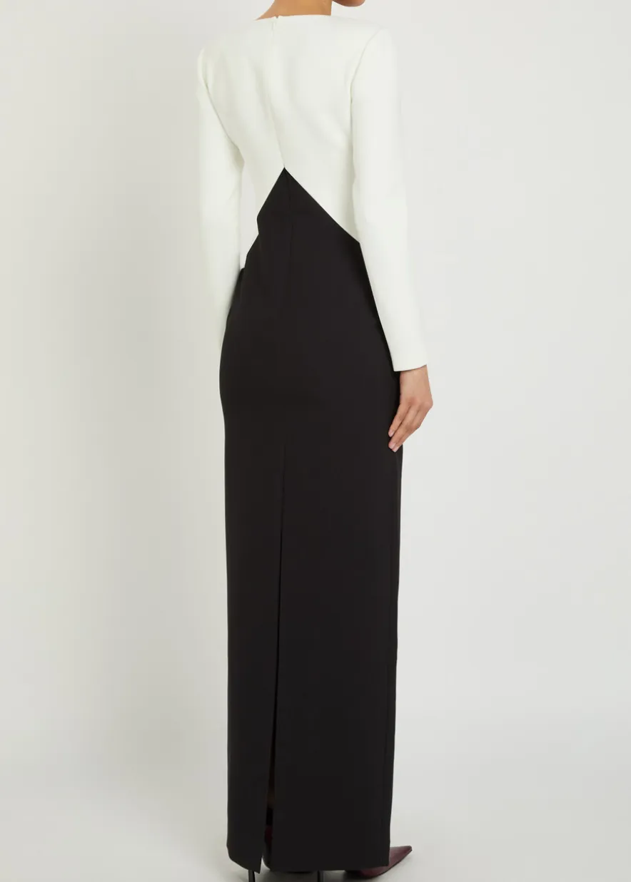 Colour-blocked crepe maxi dress