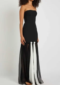 Colour-blocked stretch-crepe maxi dress