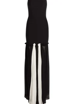 Colour-blocked stretch-crepe maxi dress