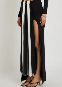 Colour-blocked stretch-jersey maxi skirt