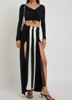 Colour-blocked stretch-jersey maxi skirt