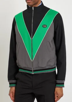 Colour-blocked twill track jacket