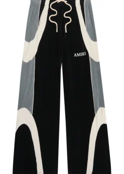 Colour-blocked velour track pants