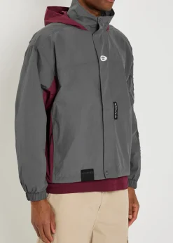 Colour-block hooded shell jacket