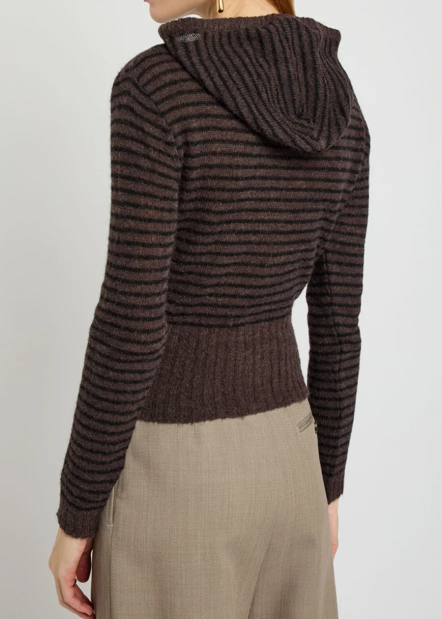 Compact striped brushed alpaca-blend jumper
