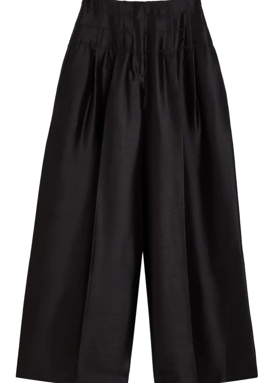 Condesa pleated wide-leg silk trousers