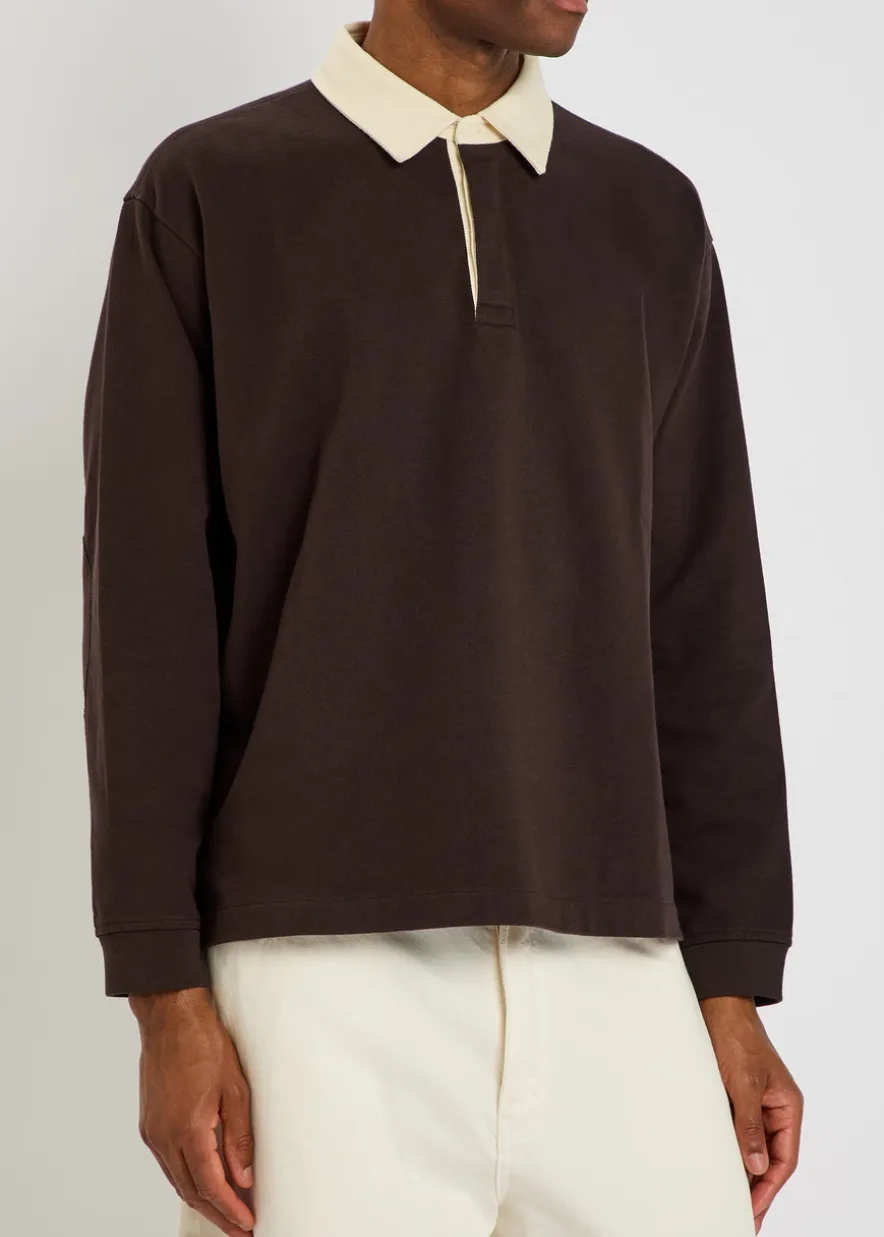 Contrasting collar cotton polo rugby jumper