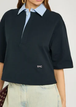 Contrasting-collar piqué cotton polo shirt