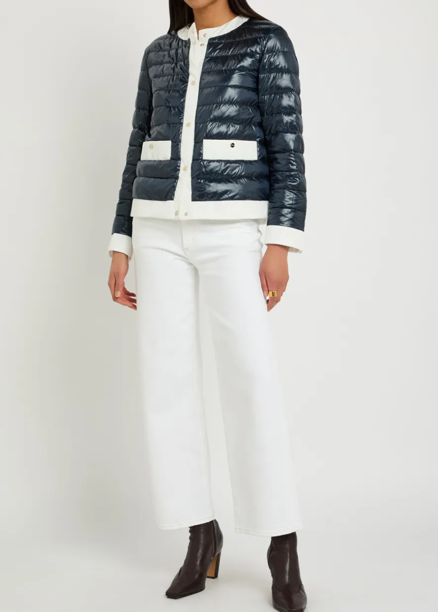 Contrasting padded glossed shell jacket
