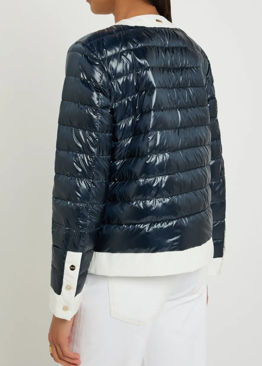Contrasting padded glossed shell jacket