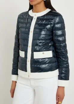 Contrasting padded glossed shell jacket