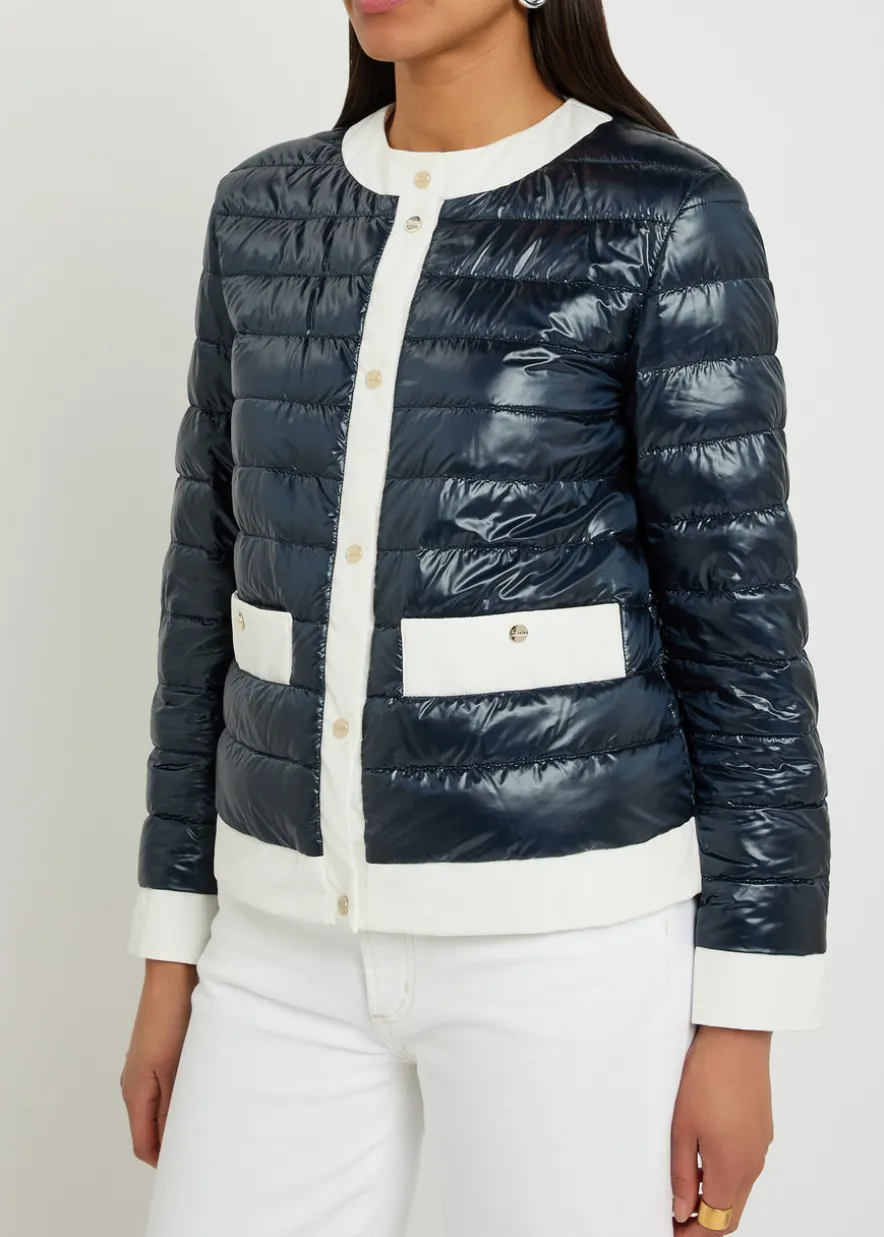 Contrasting padded glossed shell jacket