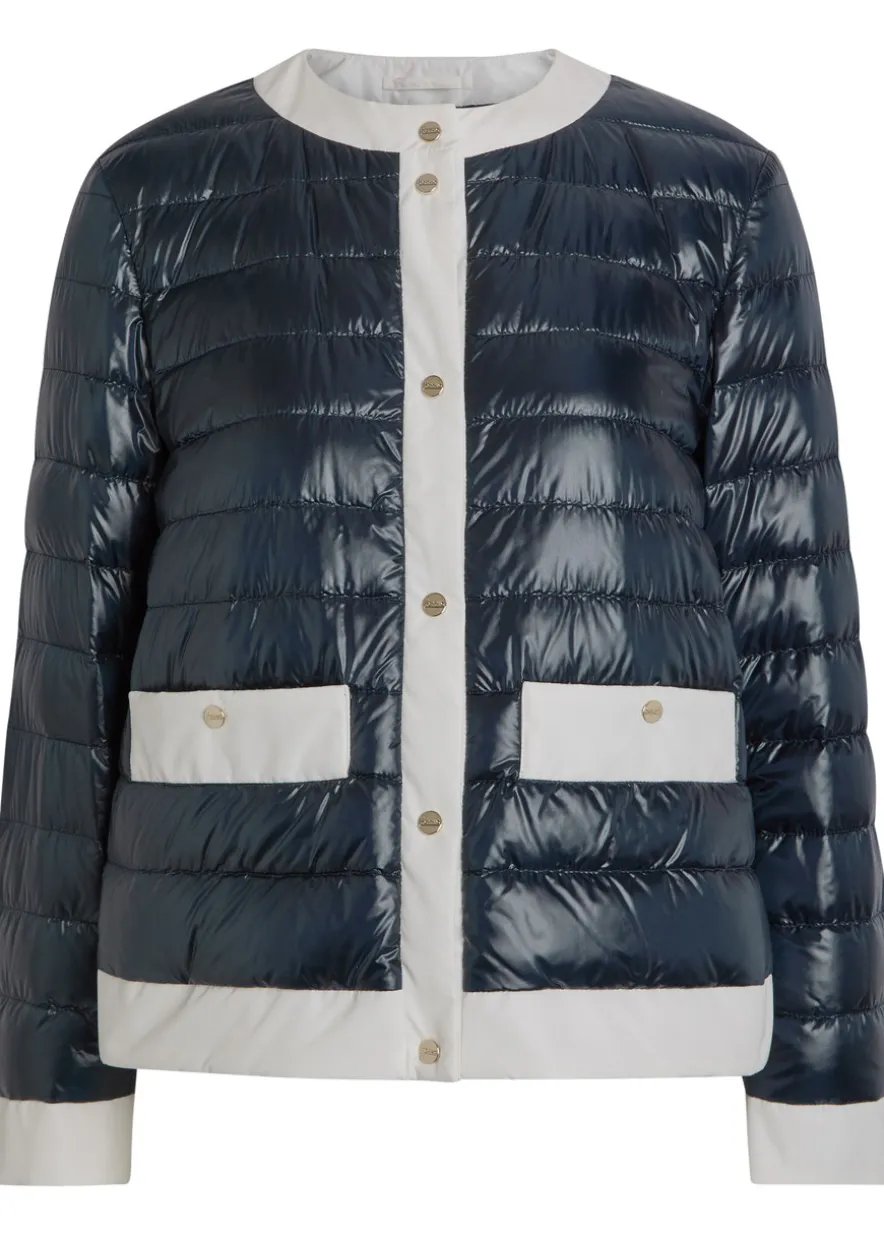 Contrasting padded glossed shell jacket