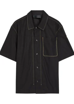 Contrast-stich cotton-poplin shirt