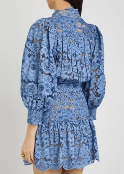Cora belted guipure lace mini dress
