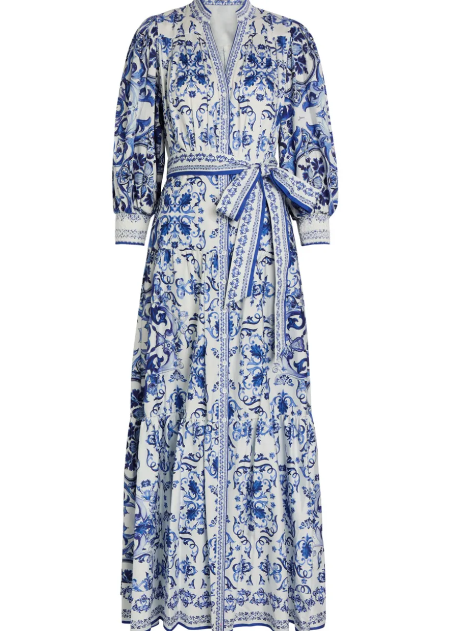 Cora floral-print stretch-cotton maxi shirt dress