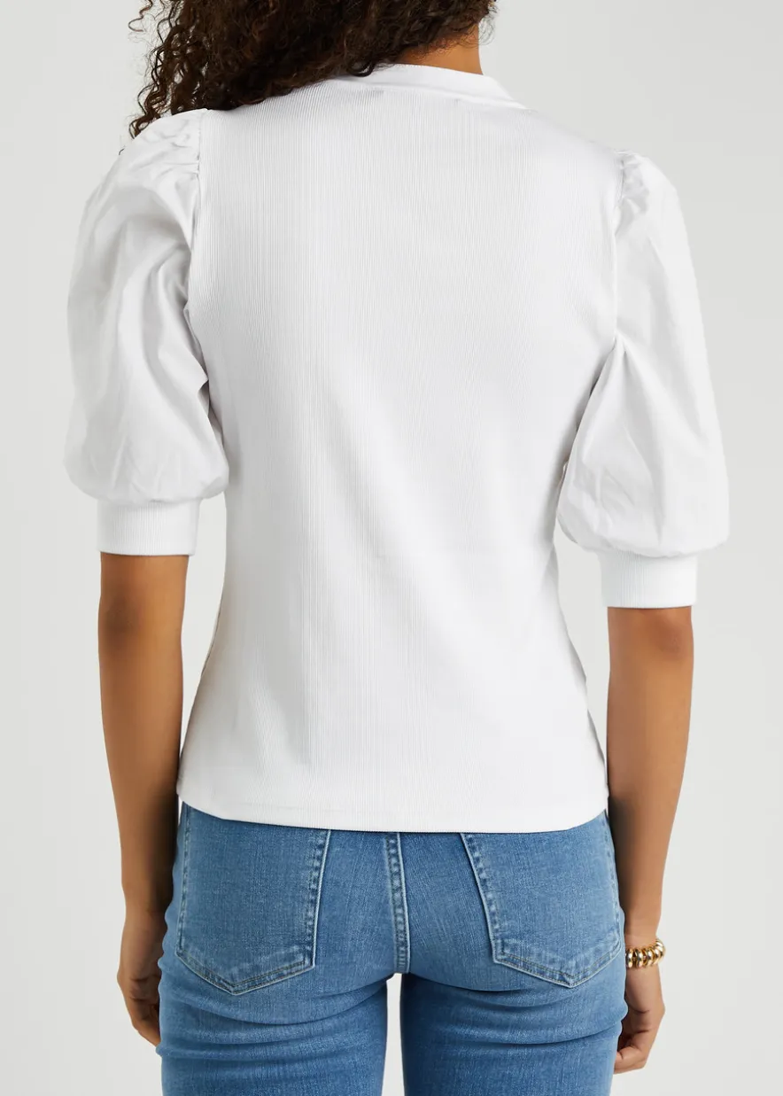 Coralee ribbed stretch-cotton top