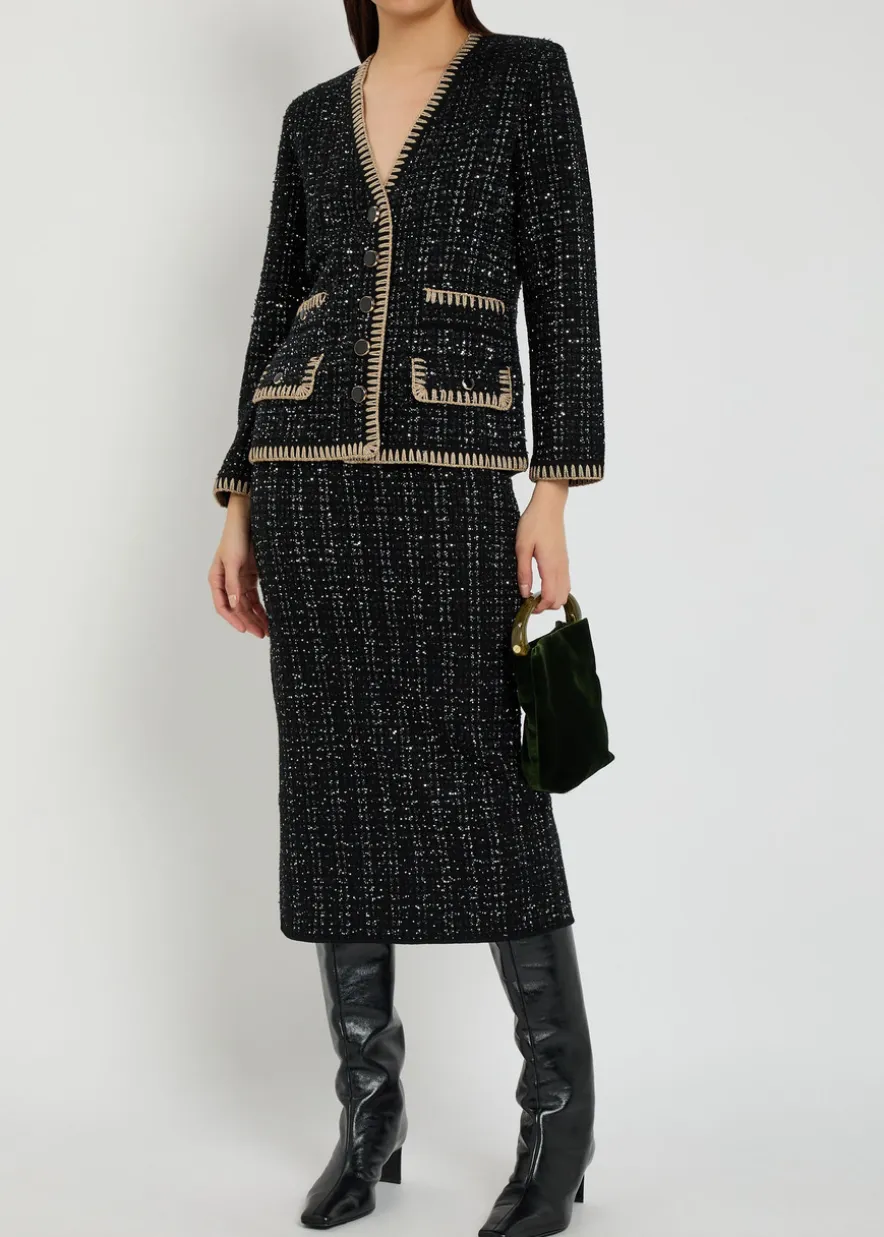 Corbin sequin-embellished knit midi skirt