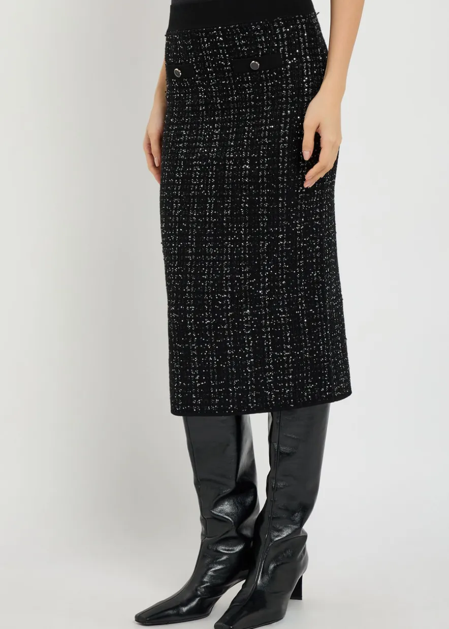 Corbin sequin-embellished knit midi skirt