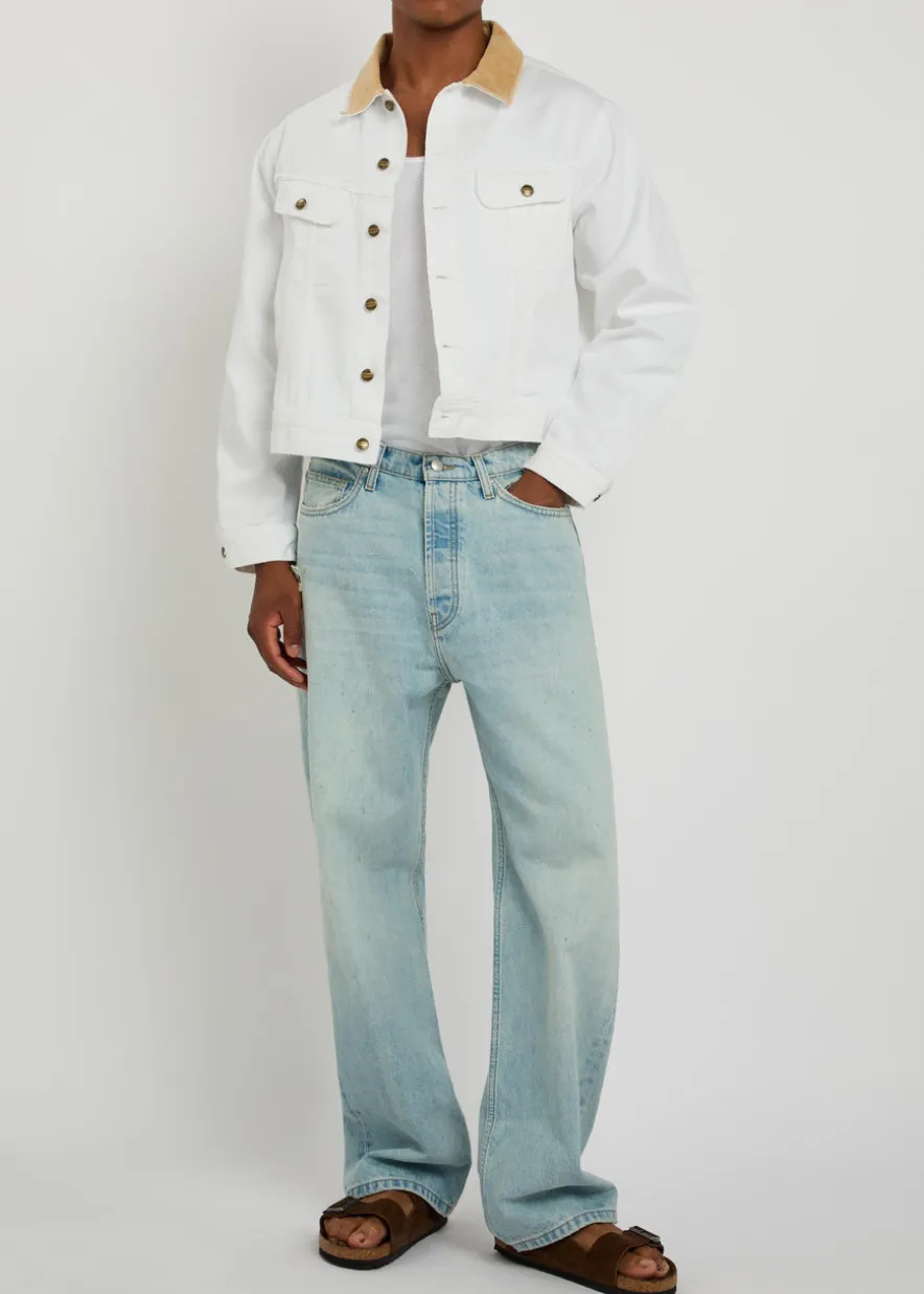 Corduroy-collar denim trucker jacket