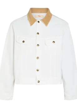 Corduroy-collar denim trucker jacket