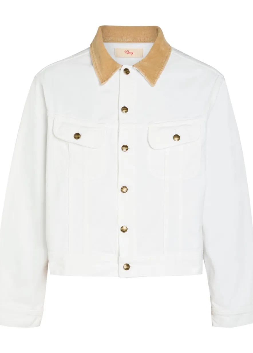 Corduroy-collar denim trucker jacket