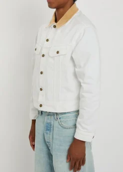 Corduroy-collar denim trucker jacket