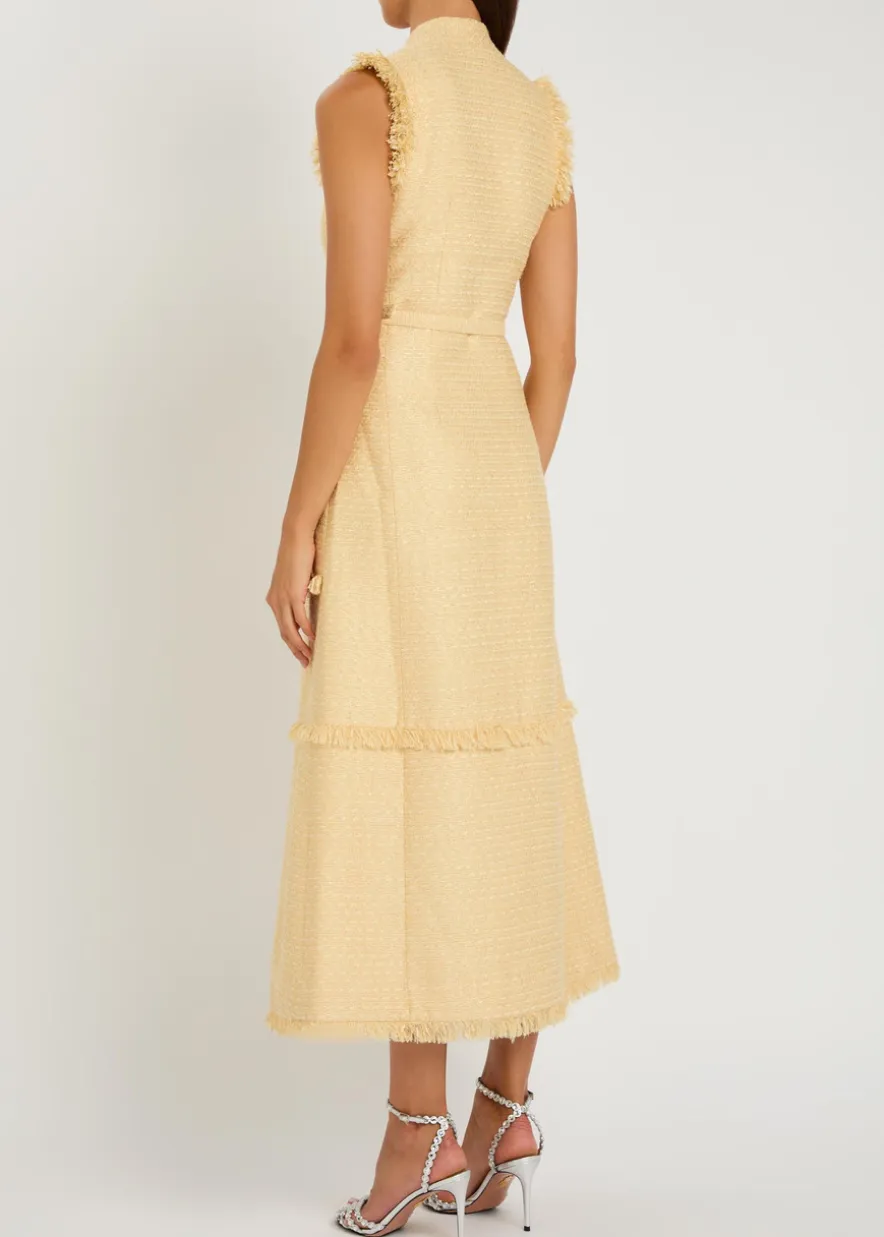 Corinthe crystal-embellished belted tweed midi dress
