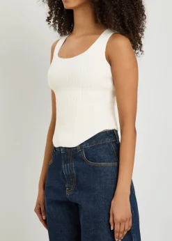 Corset fine-knit wool-blend vest top