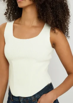 Corset fine-knit wool-blend vest top