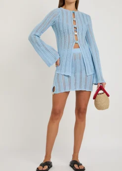 Corsica pointelle-knit mini skirt