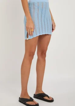 Corsica pointelle-knit mini skirt