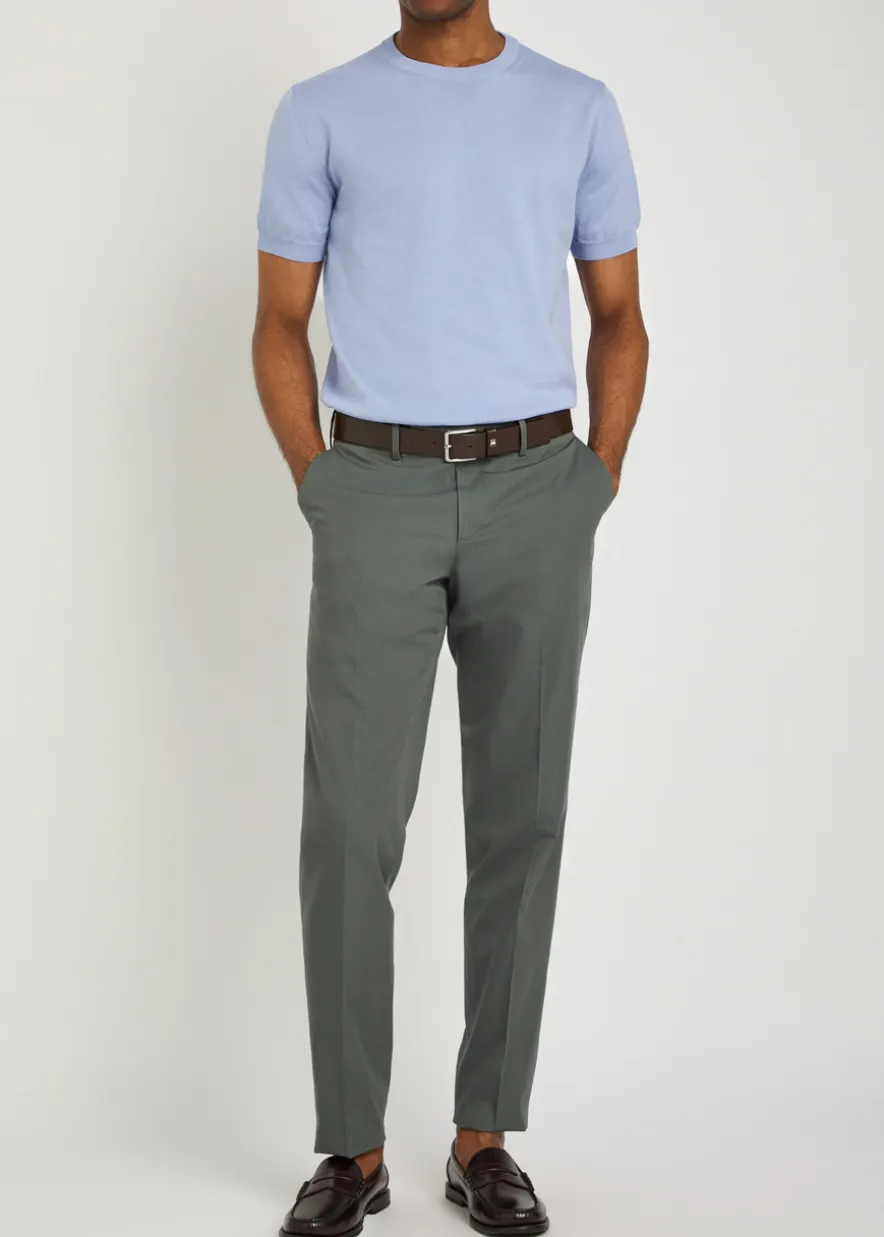 Cotton and silk-blend trousers