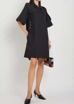 Cotton-blend mini shirt dress