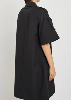 Cotton-blend mini shirt dress