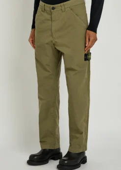 Cotton ripstop straight-leg cotton trousers