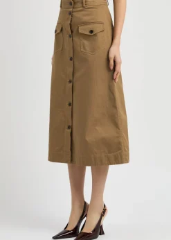 Cotton-twill midi skirt