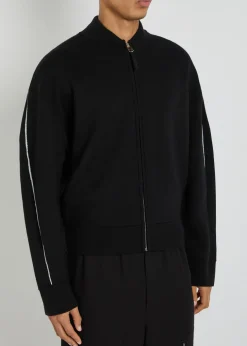 Couture logo-intarsia wool-blend cardigan