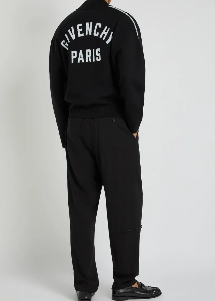 Couture logo-intarsia wool-blend cardigan