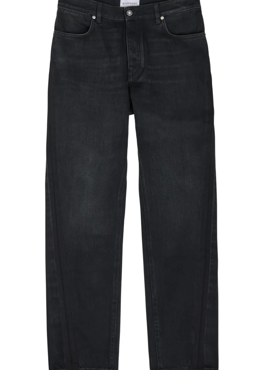 Couture seam straight-leg jeans