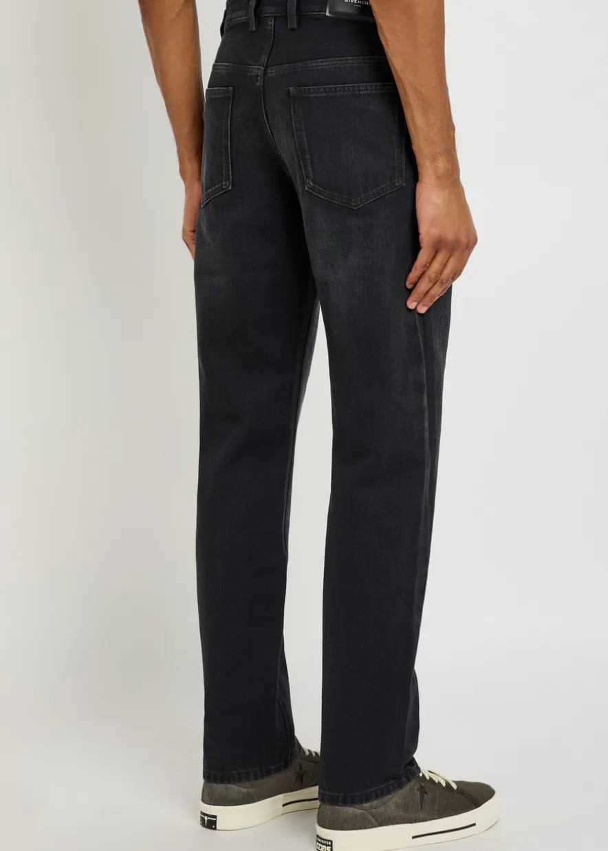 Couture seam straight-leg jeans