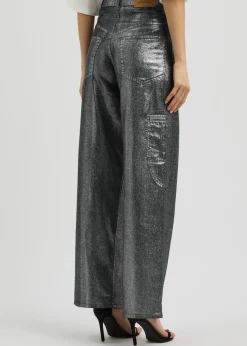 Cover metallic wide-leg jeans