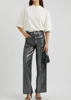 Cover metallic wide-leg jeans