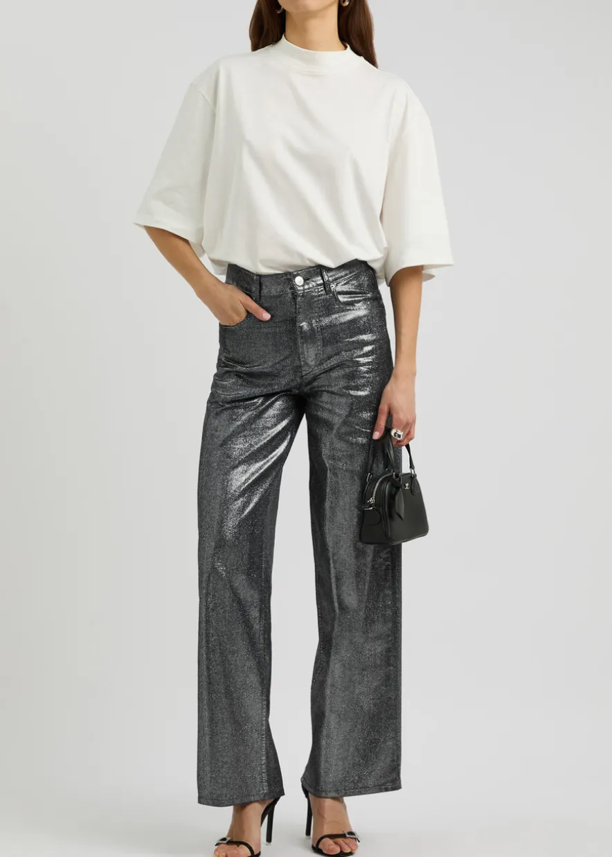 Cover metallic wide-leg jeans