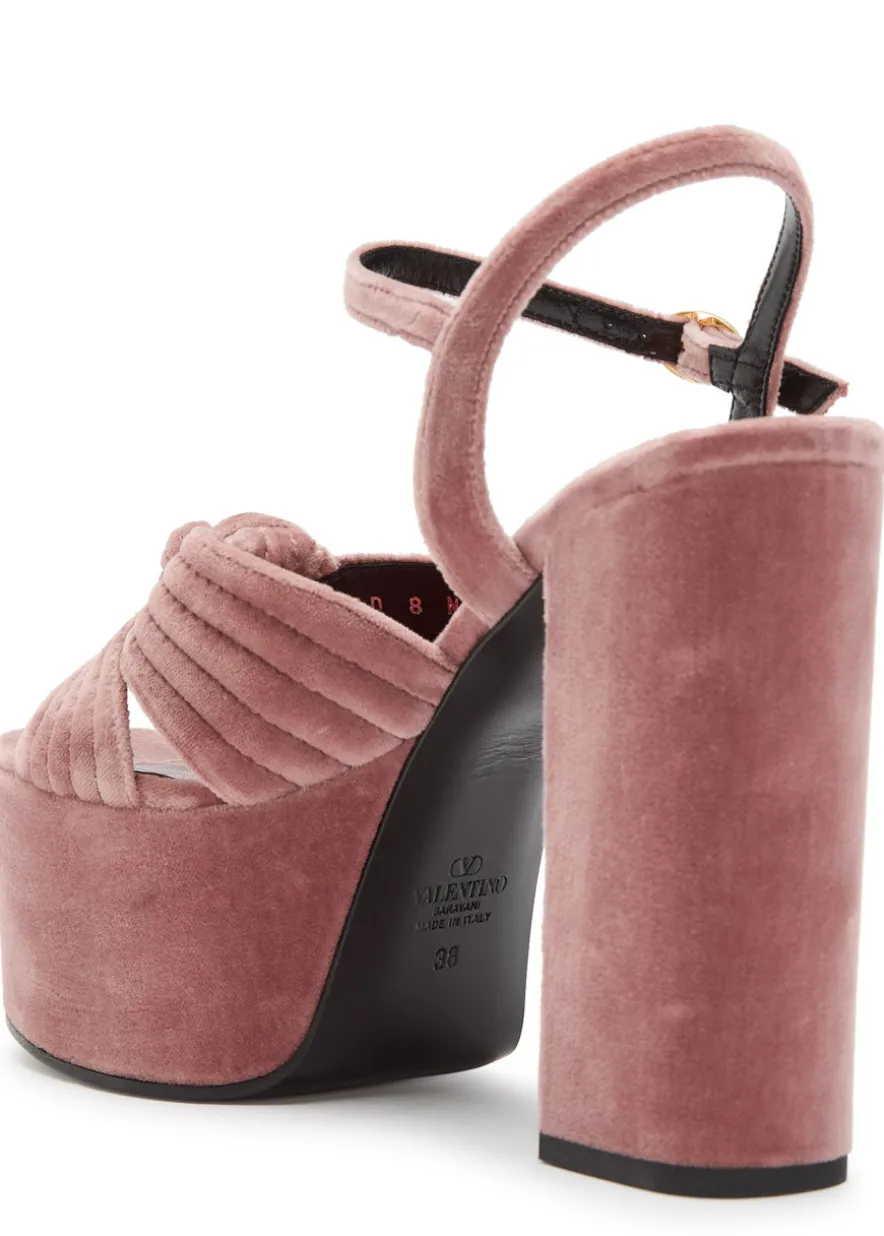 Crasher VLogo velvet platform sandals