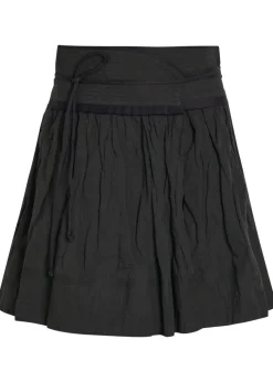 Crinkled cotton-blend mini wrap skirt